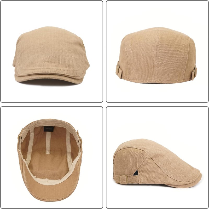 Xinveen Newsboy Hats for Men Flat Cap Cotton Adjustable Breathable Irish Cabbie Ivy Driving Hunting Hat - Image 5